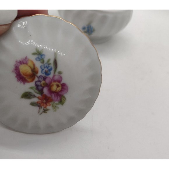 GDR Germany Porcelain Floral Trinket Box Vintage Lidded Blue Crown Vanity - Picture 2 of 6